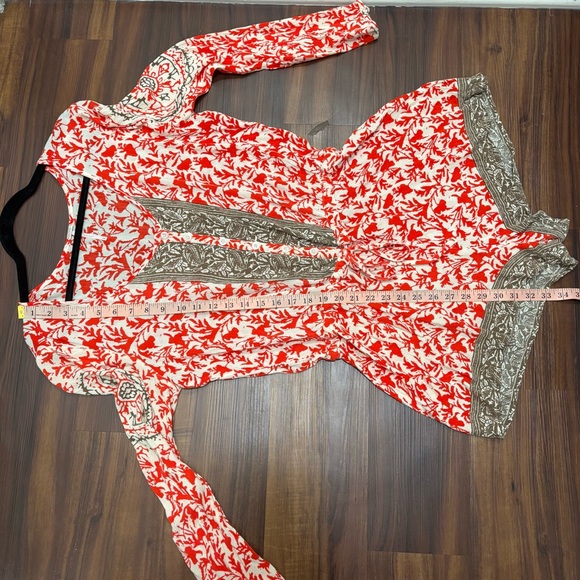 Free People Women’s Small Resort Gardenia Red White Boho Tropical Beachy Romper - Picture 7 of 9